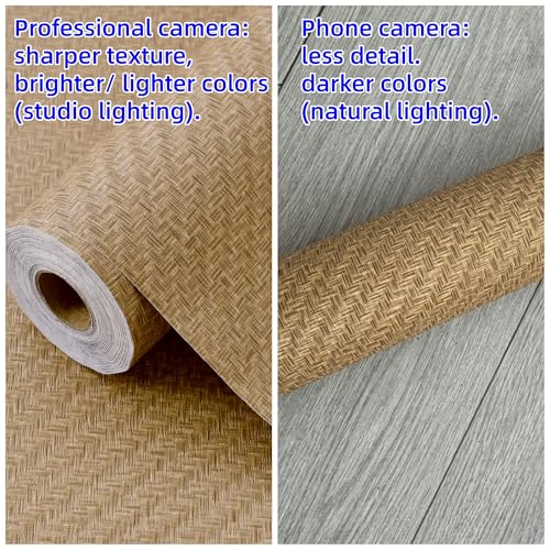 Haimin Fabric Wallpaper Textured Contact Paper (24in X 393in) Grasscloth Peel and Stick Faux Linen Wall Paper Self Adhesive Vinyl Wallpaper (Tan) - Image 4