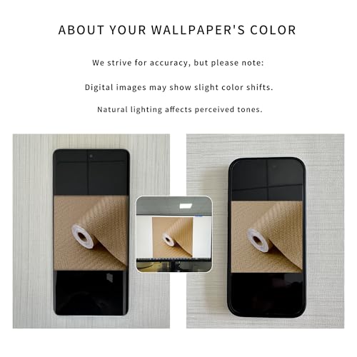 Haimin Fabric Wallpaper Textured Contact Paper (24in X 393in) Grasscloth Peel and Stick Faux Linen Wall Paper Self Adhesive Vinyl Wallpaper (Tan) - Image 3