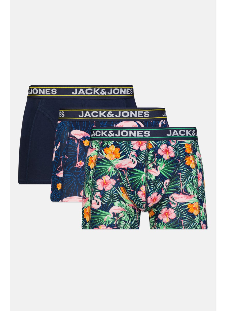 Jack Jones - Men 3 Pieces Allover Print Boxer Briefs, Multicolor - Image 1