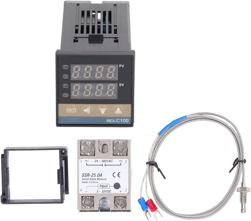وحدة الريلي نطاق جهد الإخراج: نوع قياسي جهد الإدخال: تيار مستمر 3-32 فولت جهد الإخراج: تيار متردد 24-380 فولت قائمة المحتويات: 1 × مجموعة ترموستات رقمي PID 1 × مسبار حرارة من نوع K 1 × وحدة ريلي 1 × دليل باللغتين الصينية والإنجليزية 1 × حامل الترموستات ملاحظة: نظرًا لأن القياسات تتم يدويًا، يرجى التسامح مع أي اختلافات طفيفة. - Image 2