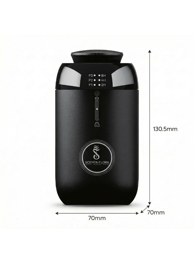SCENTA FLORA Scent Drive Pro Anti-Leak Car Diffuser for Long-Lasting Fragrance Up to 30 m² Coverage Stylish Aluminum & Compact Diffuser for Cars with Button control 10 ml Oil Capacity (Black) - Image 5