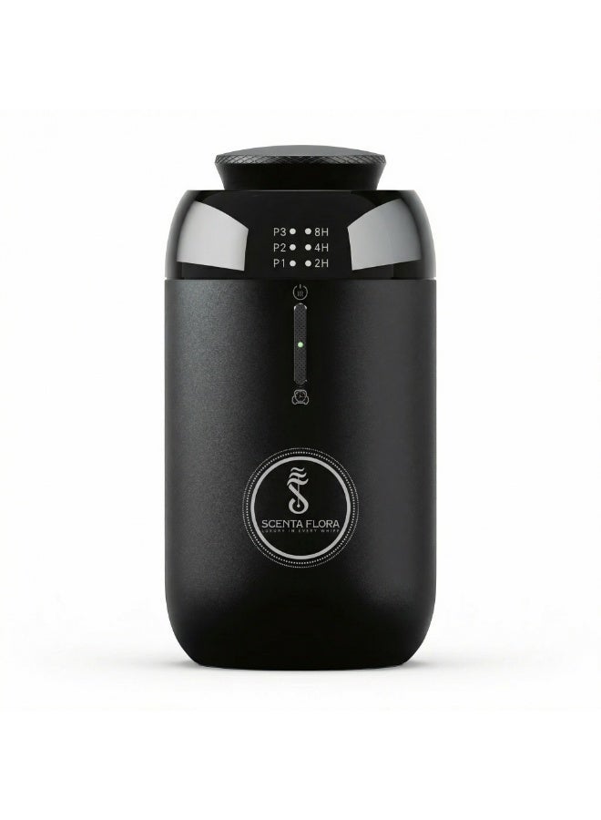 SCENTA FLORA Scent Drive Pro Anti-Leak Car Diffuser for Long-Lasting Fragrance Up to 30 m² Coverage Stylish Aluminum & Compact Diffuser for Cars with Button control 10 ml Oil Capacity (Black) - Image 1
