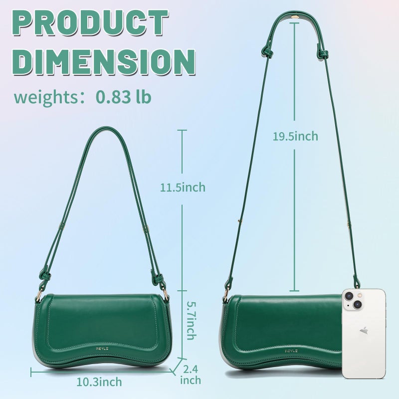 Keyli Shoulder Bag for Women mini Crossbody Purses Retro Classic Handbag Waterproof Vegan Leather Clutch Tote Hobo Purse Designer Bags with Adjustable Strap Green - Image 4