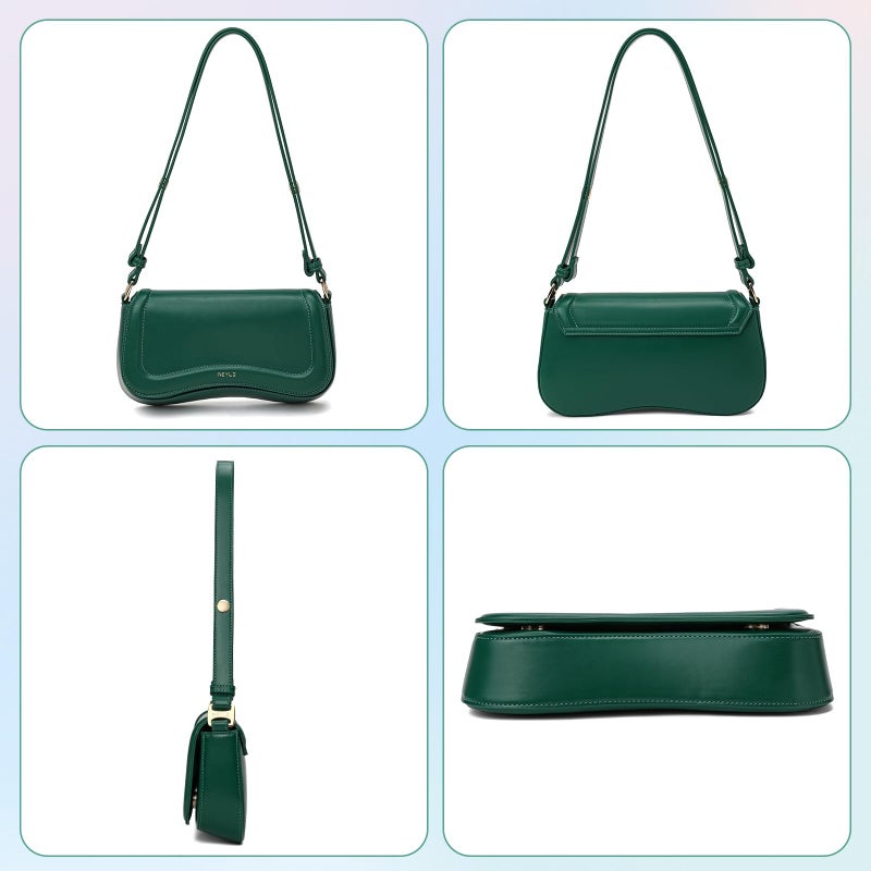 Keyli Shoulder Bag for Women mini Crossbody Purses Retro Classic Handbag Waterproof Vegan Leather Clutch Tote Hobo Purse Designer Bags with Adjustable Strap Green - Image 5