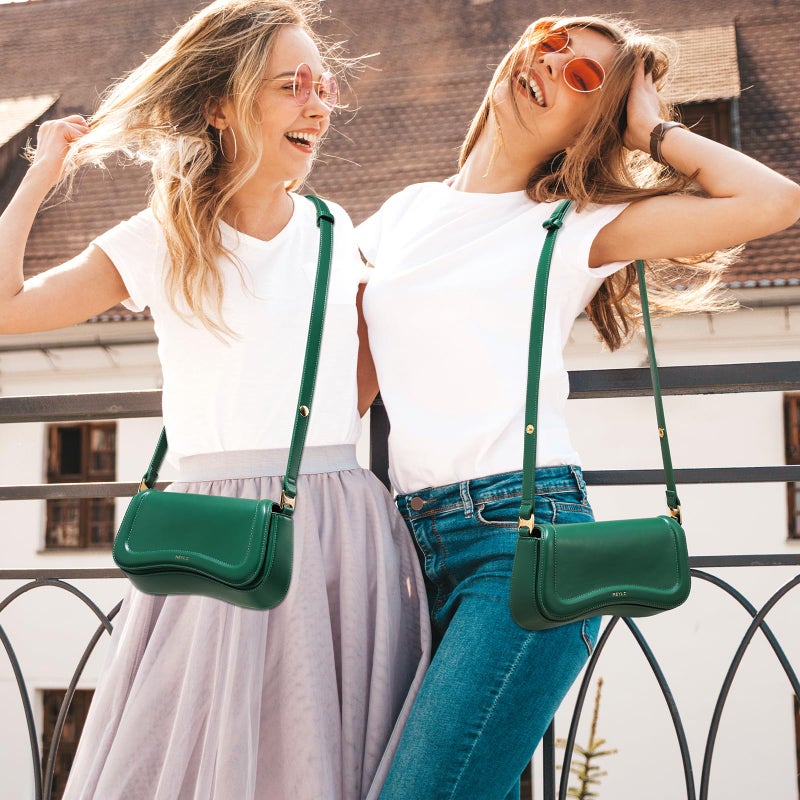 Keyli Shoulder Bag for Women mini Crossbody Purses Retro Classic Handbag Waterproof Vegan Leather Clutch Tote Hobo Purse Designer Bags with Adjustable Strap Green - Image 2