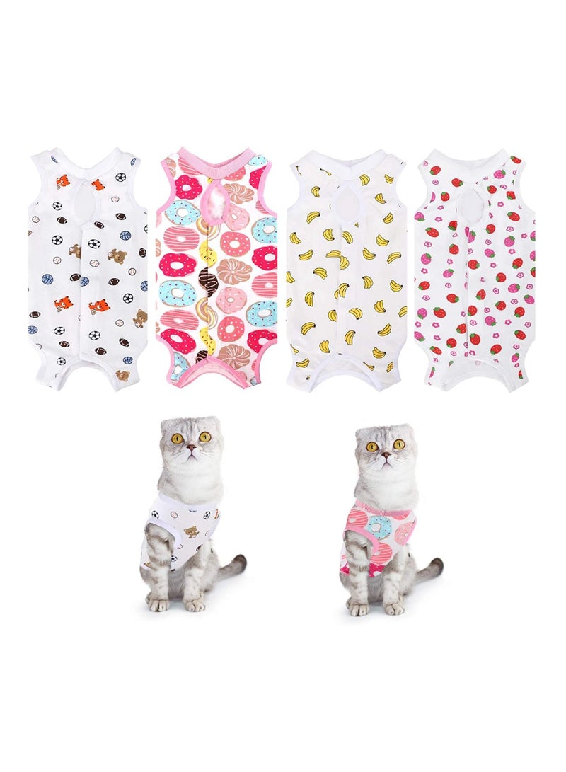 KASTWAVE Castove 4 Piece Cat Recovery Suit Cat Surgery Recovery Suit Physiological Clothing Breathable Cotton Clothes for Abdominal Wounds or Skin Diseases Size L - Image 1