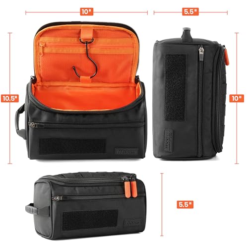 Fitdom Hanging Toiletry Bag Tactical Dopp Kit Case For Men. Perfect For Travel & Storage. Fits Large & Small Cosmetic, Clipper, Toothbrush, Shaving & Shower Care. Best Overnight Organizer - Image 2