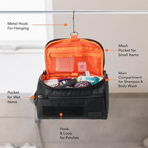 Fitdom Hanging Toiletry Bag Tactical Dopp Kit Case For Men. Perfect For Travel & Storage. Fits Large & Small Cosmetic, Clipper, Toothbrush, Shaving & Shower Care. Best Overnight Organizer - Image 3