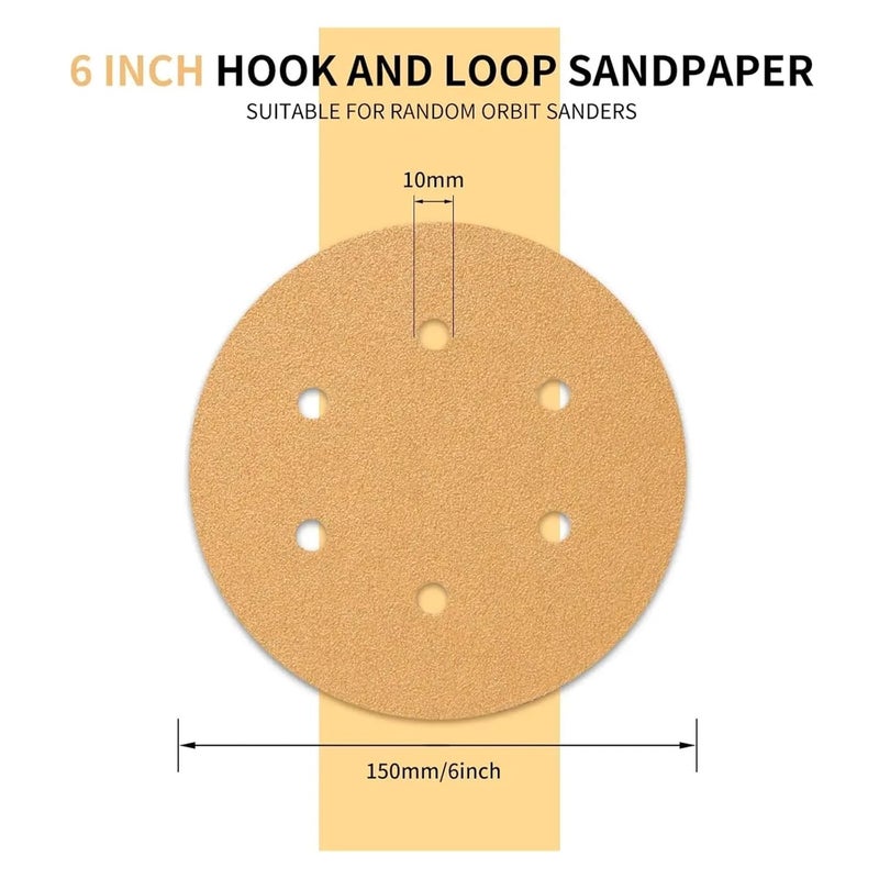 Mouse Sander Sandpaper 6-inch Sandpaper Discs, 180 Grit, Suitable for Automotive and Woodworking Industries. - Image 2