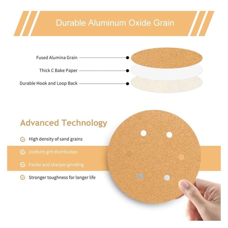 Mouse Sander Sandpaper 6-inch Sandpaper Discs, 180 Grit, Suitable for Automotive and Woodworking Industries. - Image 3