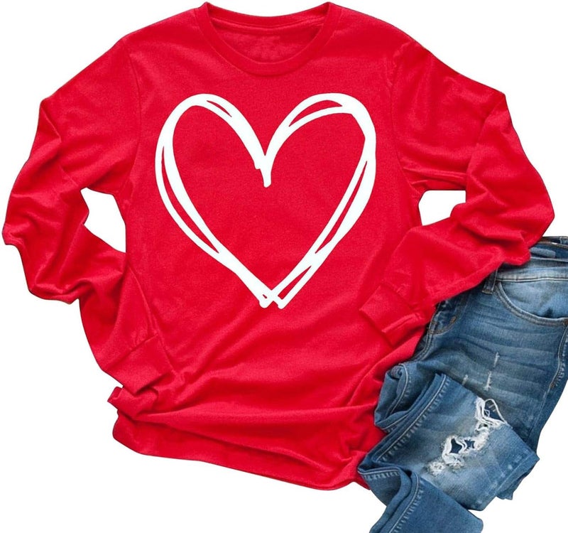 Yimoya Valentines Day Sweatshirt Womens Cute Leopard Love Heart Valentines Shirt Gift Teacher Valentine Sweatshirt (Red, M), Medium - Image 1