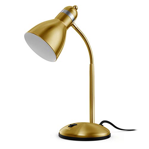 LEPOWER Metal Desk Lamp, Adjustable Goose Neck Table Lamp, Eye-Caring Study Desk Lamps for Bedroom, Study Room and Office (Gold) - Image 1