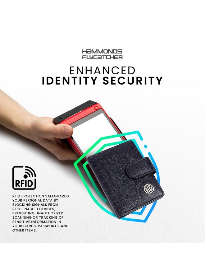  هاموندز فلاي كاتشر حامل بطاقات من الجلد الأصلي HAMMONDS FLYCATCHER للرجال، حامل بطاقات ائتمان، محفظة بطاقات ائتمان رفيعة قابلة للطي ومحمية بتقنية RFID للرجال مع 18 فتحة بطاقة، زر كبس معدني - أسود - Image 4