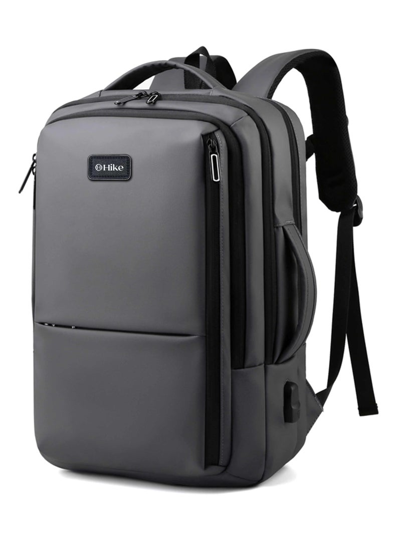 هايك Premium Durable 16.5-inch Backpack Water Resistant Laptop Daypack with Built in USB Port and Multi Compartments for Travel/Business/College/School, HK2102 - GREY - Image 1
