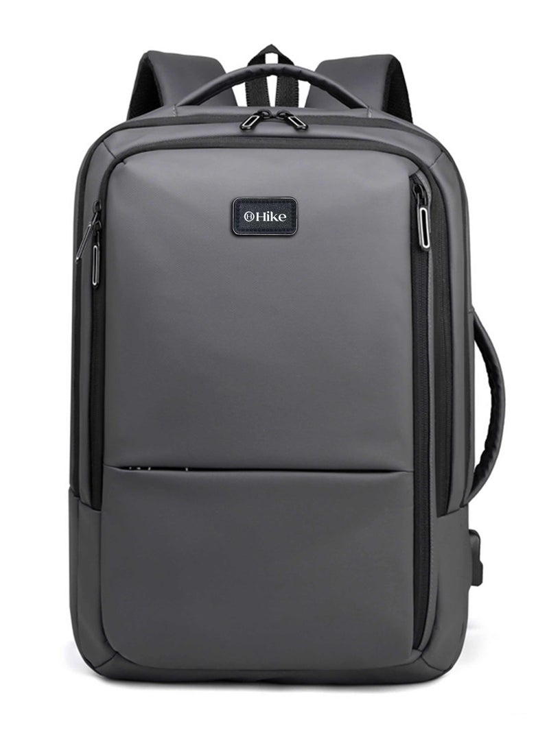 هايك Premium Durable 16.5-inch Backpack Water Resistant Laptop Daypack with Built in USB Port and Multi Compartments for Travel/Business/College/School, HK2102 - GREY - Image 2