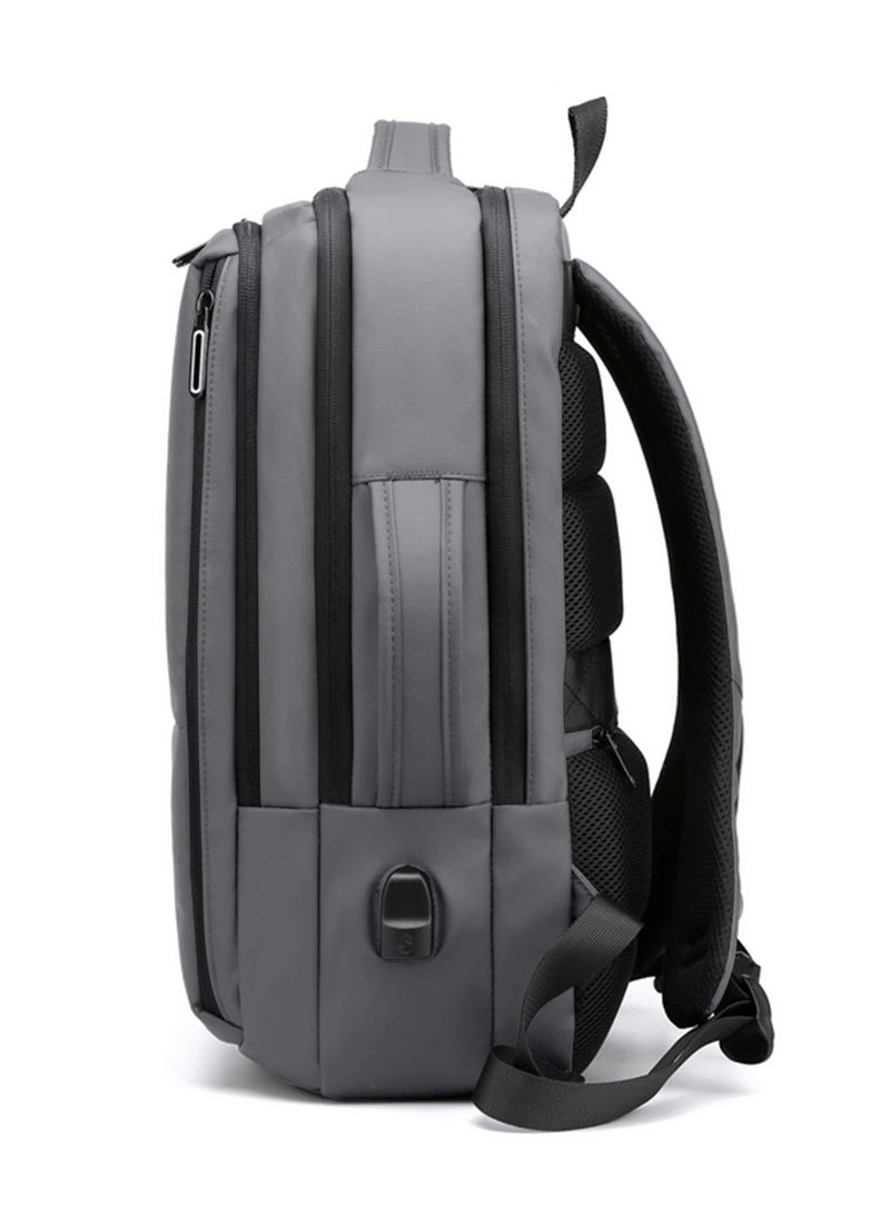 هايك Premium Durable 16.5-inch Backpack Water Resistant Laptop Daypack with Built in USB Port and Multi Compartments for Travel/Business/College/School, HK2102 - GREY - Image 4