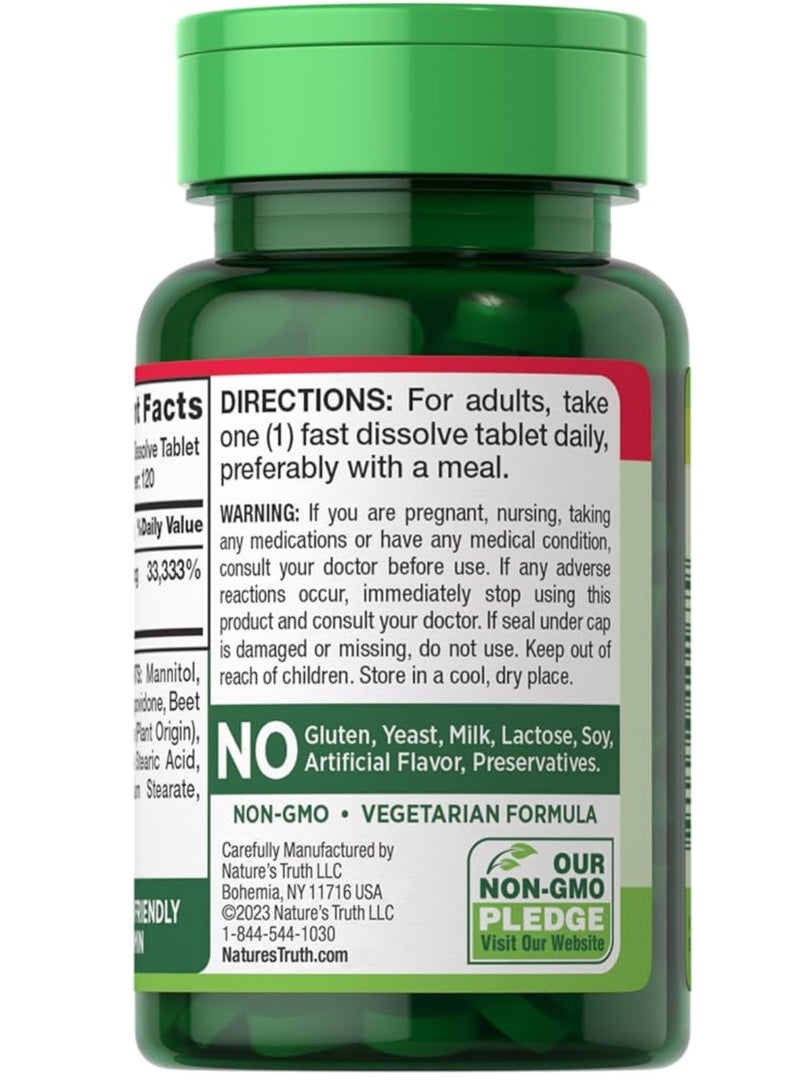 Nature's Truth Biotin 10000mcg Natural Berry Flavour 120 Fast Dissolve Tablets  - Image 5