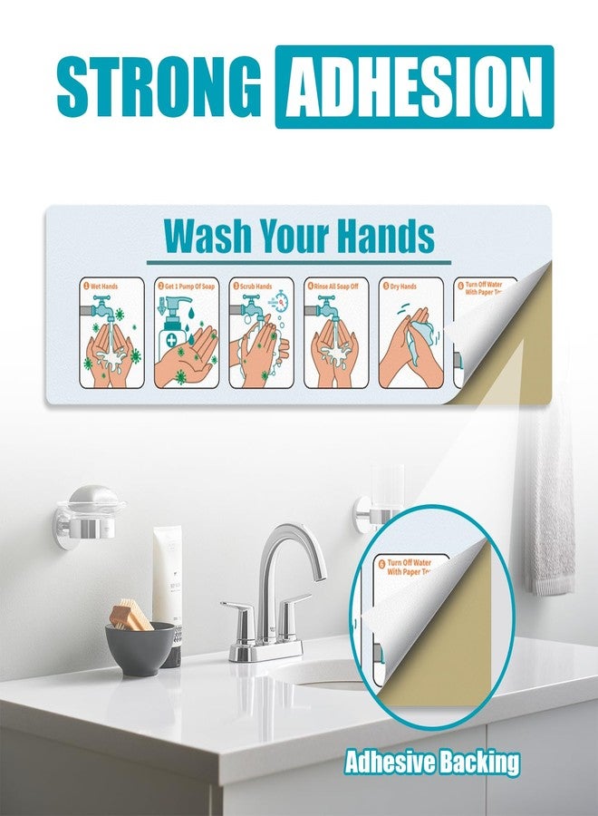 Jenlan 2 Pack Hand Washing Instruction Sign - 15x4.3 Inch Waterproof Adhesive Poster with Step-by-Step Guide | Easy Peel & Stick Label for Sinks in Schools, Restaurants, Healthcare & Home Use - Image 4