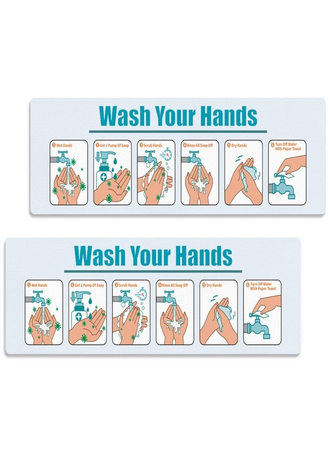 Jenlan 2 Pack Hand Washing Instruction Sign - 15x4.3 Inch Waterproof Adhesive Poster with Step-by-Step Guide | Easy Peel & Stick Label for Sinks in Schools, Restaurants, Healthcare & Home Use - Image 1