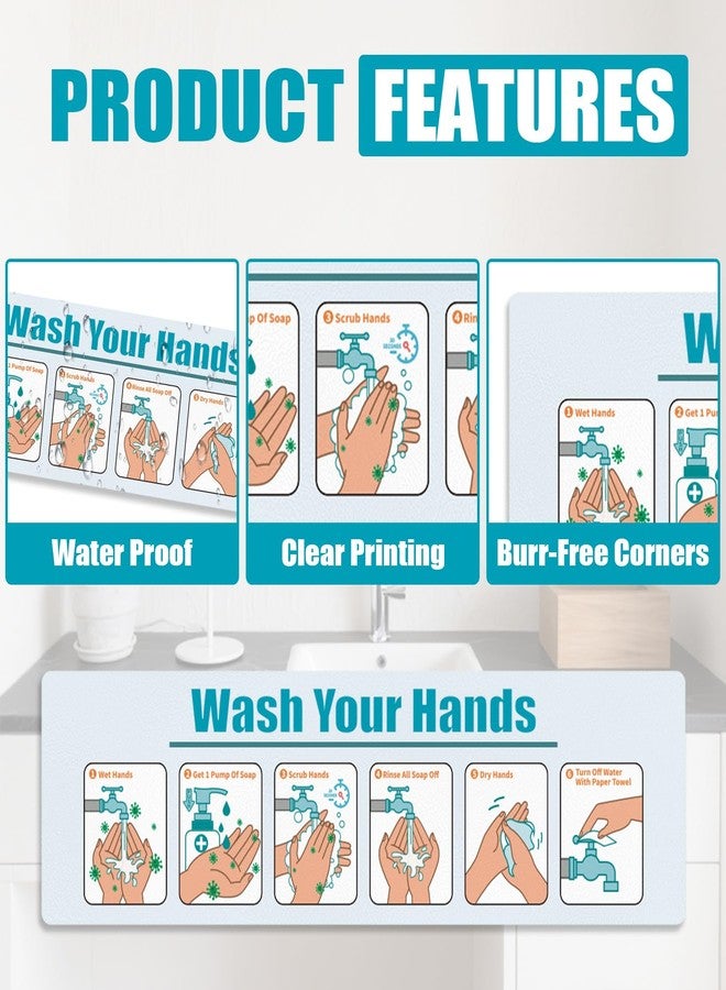 Jenlan 2 Pack Hand Washing Instruction Sign - 15x4.3 Inch Waterproof Adhesive Poster with Step-by-Step Guide | Easy Peel & Stick Label for Sinks in Schools, Restaurants, Healthcare & Home Use - Image 3
