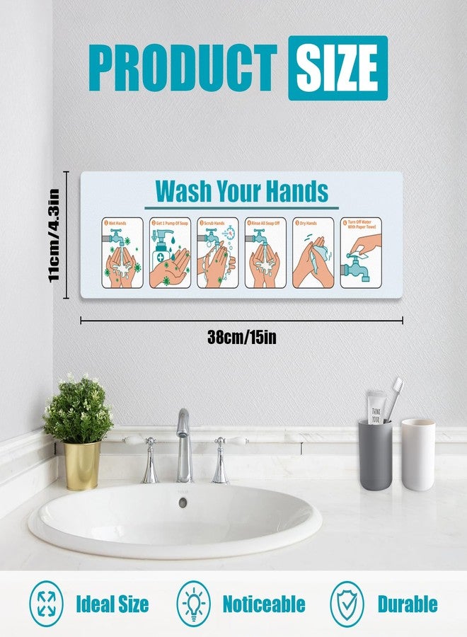 Jenlan 2 Pack Hand Washing Instruction Sign - 15x4.3 Inch Waterproof Adhesive Poster with Step-by-Step Guide | Easy Peel & Stick Label for Sinks in Schools, Restaurants, Healthcare & Home Use - Image 2