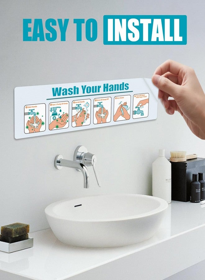 Jenlan 2 Pack Hand Washing Instruction Sign - 15x4.3 Inch Waterproof Adhesive Poster with Step-by-Step Guide | Easy Peel & Stick Label for Sinks in Schools, Restaurants, Healthcare & Home Use - Image 5
