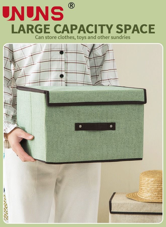 يو إن يو إن أس Set Of 4 Foldable Storage Box,Linen Large Collapsible Fabric Stroage Box With Lids Kit,Washable Bins For Home Office - Image 4