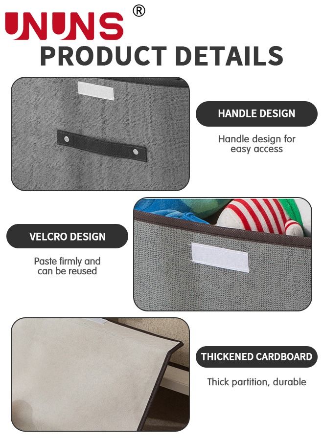 يو إن يو إن أس Set Of 4 Foldable Storage Box,Linen Large Collapsible Fabric Stroage Box With Lids Kit,Washable Bins For Home Office - Image 3