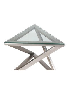 RIGID Stainless Steel End Table with Glass Top  46x60x60cm  - Image 3