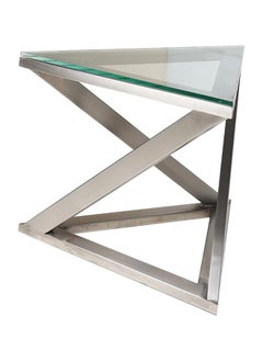 RIGID Stainless Steel End Table with Glass Top  46x60x60cm  - Image 4