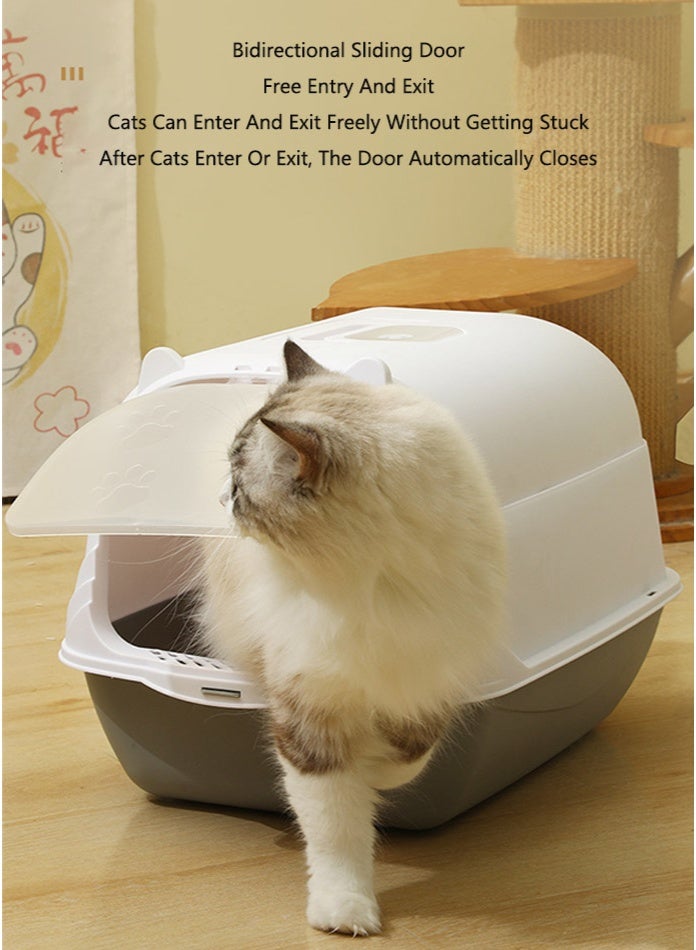 OASIS DESERT Fully Enclosed Cat Litter Box with Hood and Handle Durable with Flap on Front - Image 2