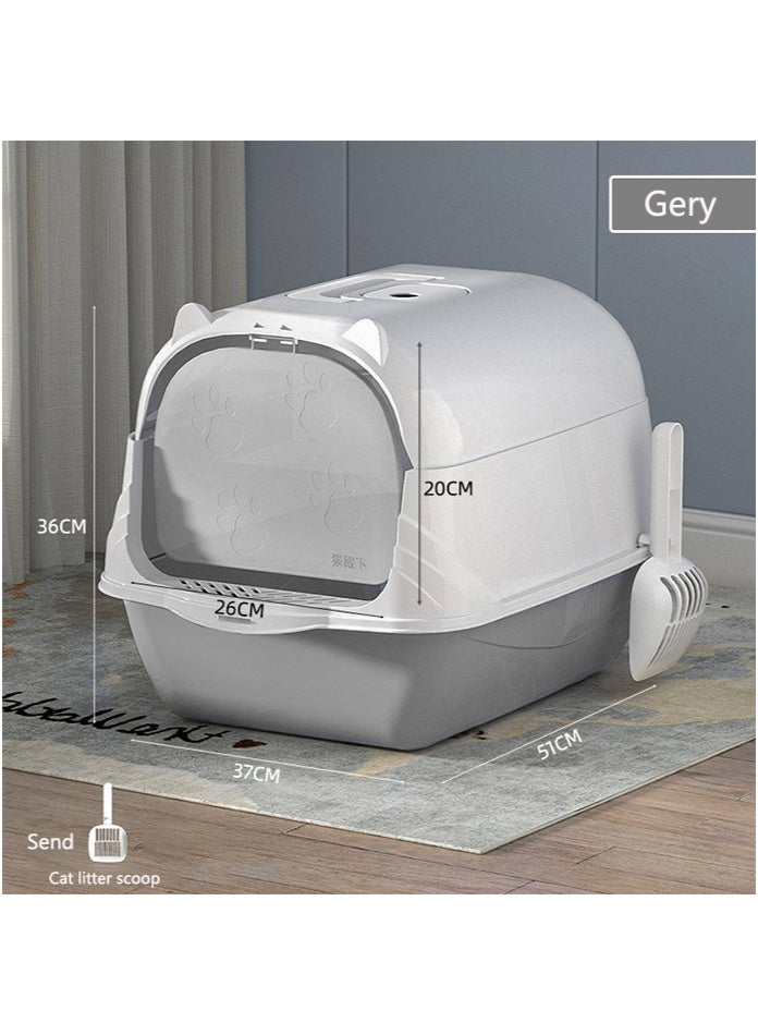 OASIS DESERT Fully Enclosed Cat Litter Box with Hood and Handle Durable with Flap on Front - Image 1