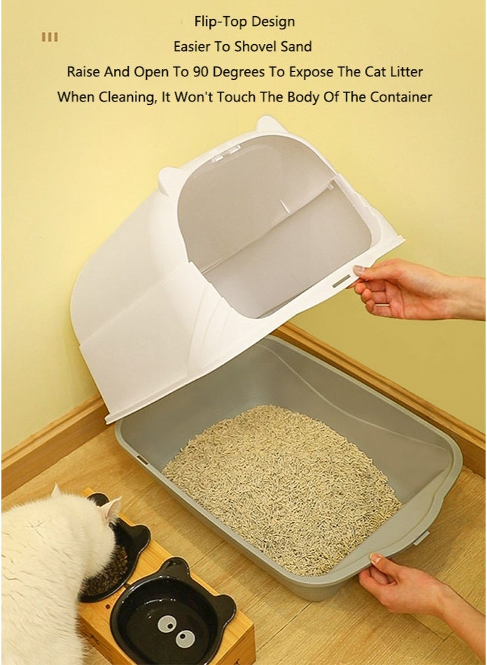 OASIS DESERT Fully Enclosed Cat Litter Box with Hood and Handle Durable with Flap on Front - Image 3