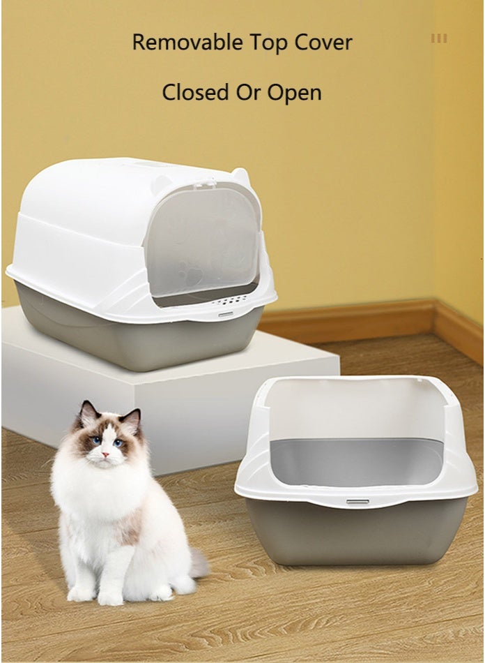 OASIS DESERT Fully Enclosed Cat Litter Box with Hood and Handle Durable with Flap on Front - Image 4