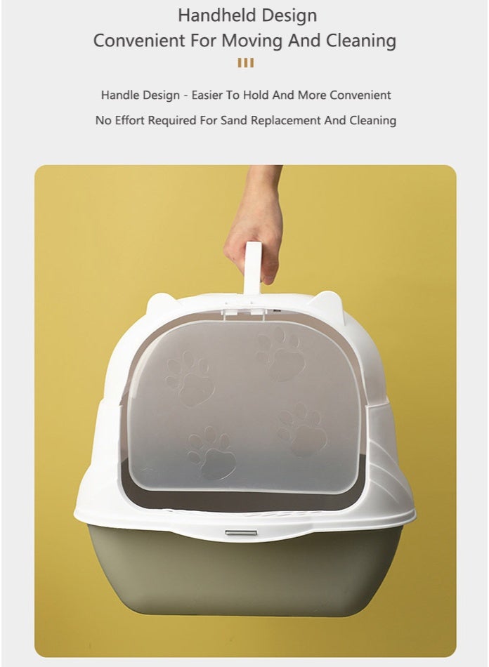 OASIS DESERT Fully Enclosed Cat Litter Box with Hood and Handle Durable with Flap on Front - Image 5