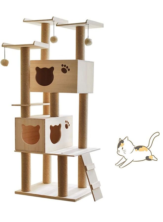 GoldenLike Cat Tree,Multi-Level Kitten Play House with Scratching Posts - Image 1