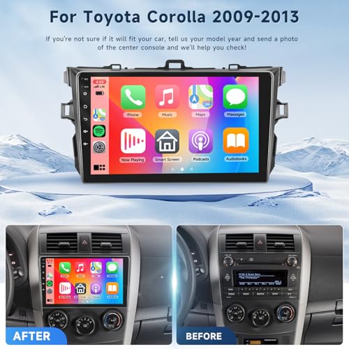 VECHTEL 5G WiFi Android 15 Car Stereo for Toyota Corolla 2009-2013 with Wireless Carplay Android Auto, 9 Inch Touch Screen Android Radio Support GPS/Bluetooth/FM/SWC/Backup Camera - Image 3
