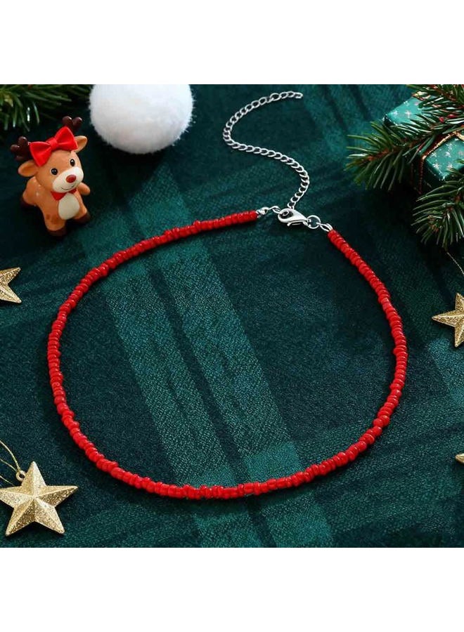 Yalice Boho Choker Necklace Chain Rice Beaded Necklaces Summer Surfer Costume Neck Accessories for Women, Free size, Metal, beaded - Image 3