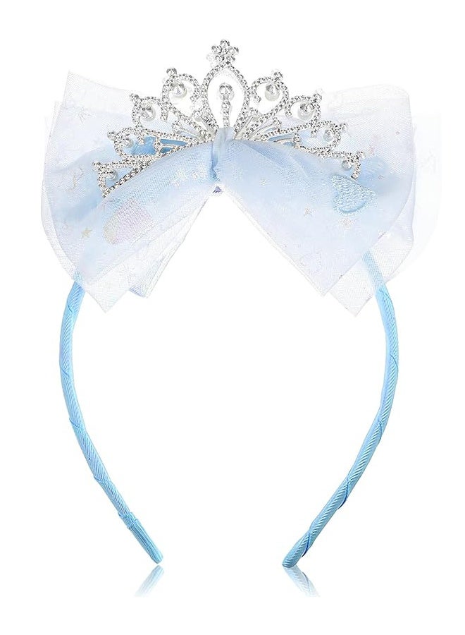 YJ Toddler Princess Crowns, Tiara Crown Headband Birthday with Cute Tulle Bow Fairy Crown Women Hair Accessory - Image 1