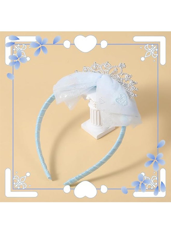 YJ Toddler Princess Crowns, Tiara Crown Headband Birthday with Cute Tulle Bow Fairy Crown Women Hair Accessory - Image 4