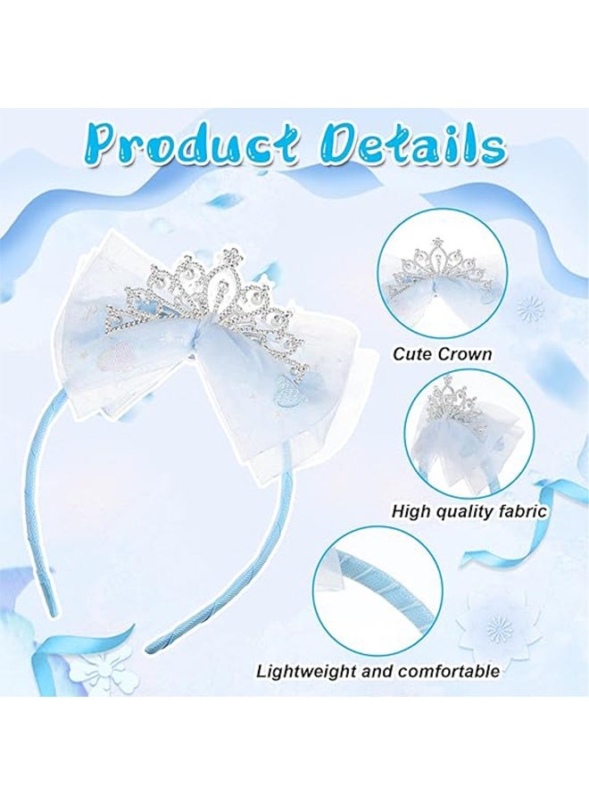 YJ Toddler Princess Crowns, Tiara Crown Headband Birthday with Cute Tulle Bow Fairy Crown Women Hair Accessory - Image 3