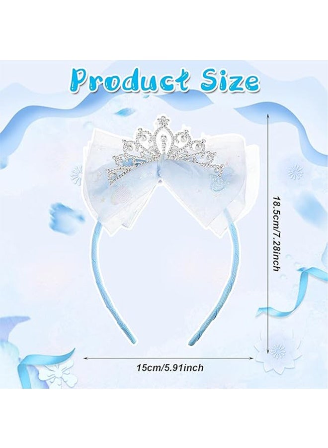YJ Toddler Princess Crowns, Tiara Crown Headband Birthday with Cute Tulle Bow Fairy Crown Women Hair Accessory - Image 2