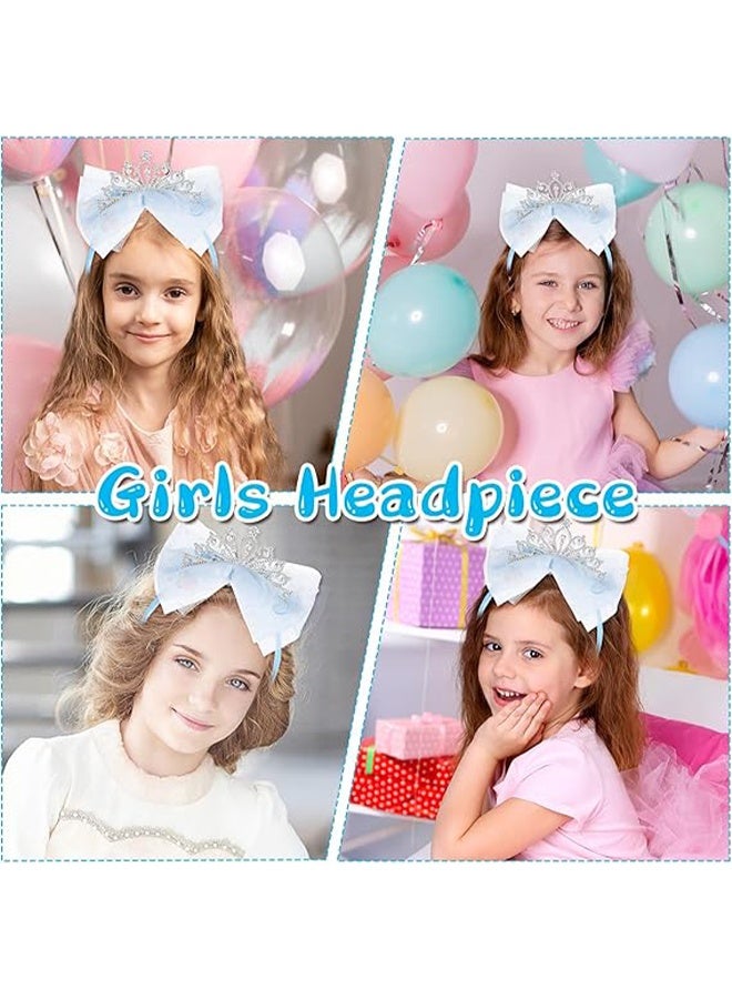 YJ Toddler Princess Crowns, Tiara Crown Headband Birthday with Cute Tulle Bow Fairy Crown Women Hair Accessory - Image 5