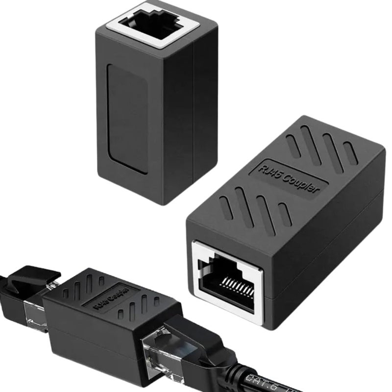 COOLCOLD (3-Pack) RJ45 Ethernet Coupler Cat7, Cat6 Cat5e LAN Coupler Ethernet Extender Adapter Extension Jointer Extending The Ethernet Cables Female to Female Connector - Black - Image 1