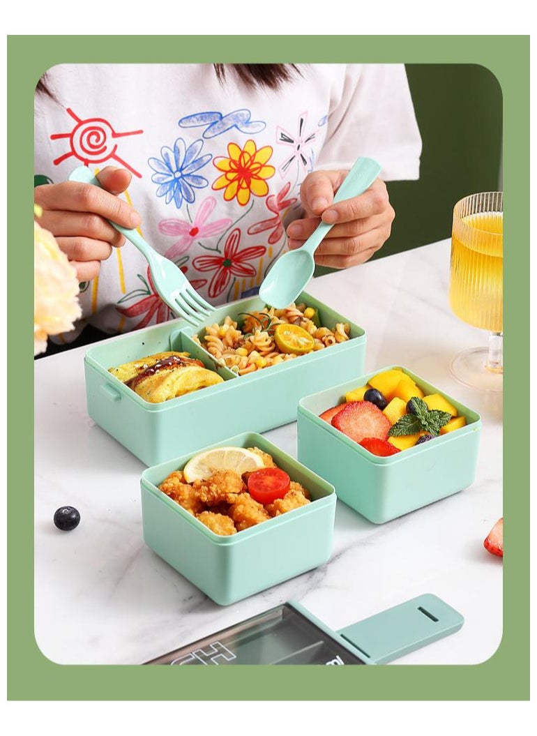 Generic 1400ml Double-Layer Bento Box with Spoon and Fork, Leakproof Lunch Container for Adults, Microwave Safe  - Image 4