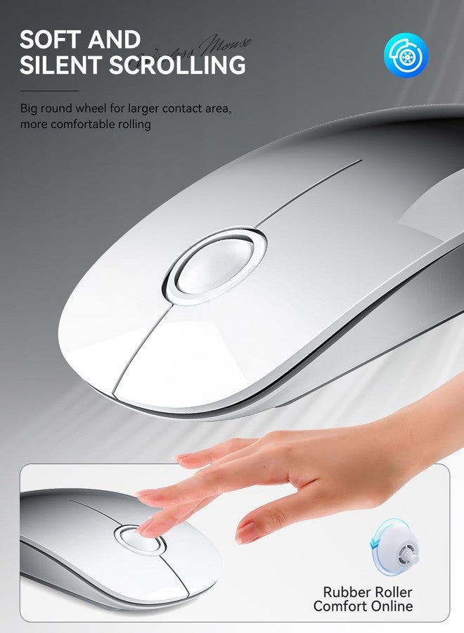 RAPIQUE Bluetooth Wireless Mouse - (BT5.1+USB) Dual Connectivity, Quiet Click, Low Power, and 1600 DPI, Portable Cordless Mouse for Laptop, MacBook Pro/Air, iPad (White to Black) - Image 5