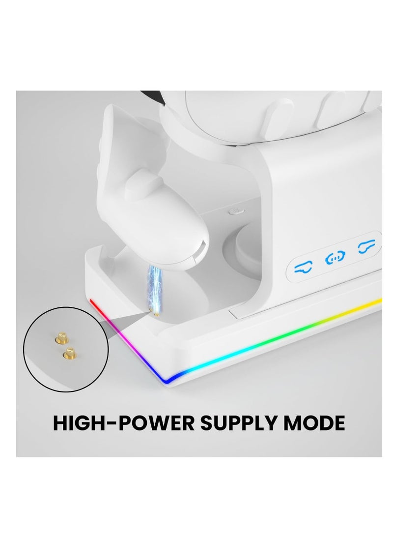 Generic - Magnetic Charging Dock for Oculus/Meta Quest 3 - LED Display Stand with Controller Mount, Includes 2 Rechargeable 1800mAh Batteries, Compatible with Elite Strap with Battery. - Image 1