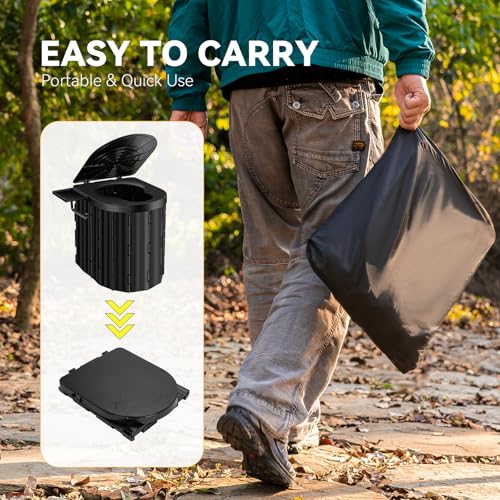 THALLIKE Portable Toilet for Camping Folding Travel Toilet with Lid and Paper Holder 15 Compact Potty for Adults with Waste Bags Seat Covers 450Lbs Capacity for Car RV Truck Beach Hiking - Image 3