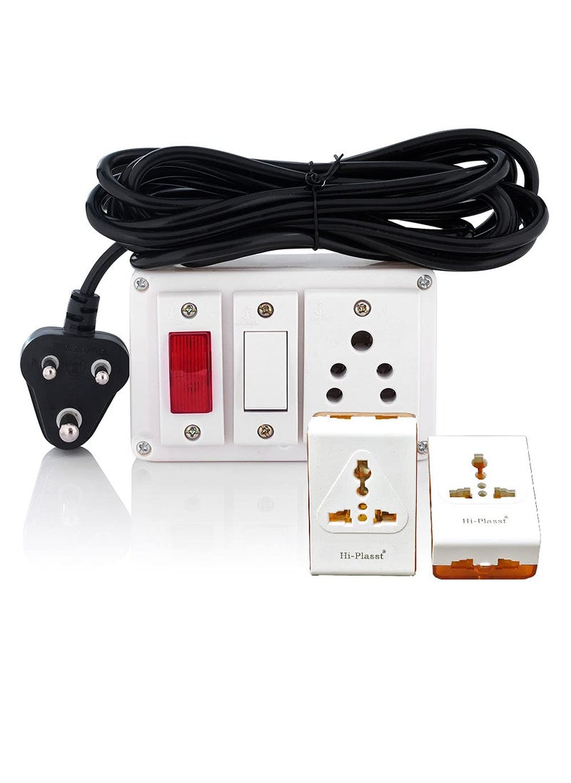 HI PLASST PINS N PLUGS HiPLASST Extension Board SwitchBoard 1 Switch 1 Socket indiactor Extension Board Multi Outlet Electrical Switch Board 4Mtr Long Wire Power Strip  - Image 1