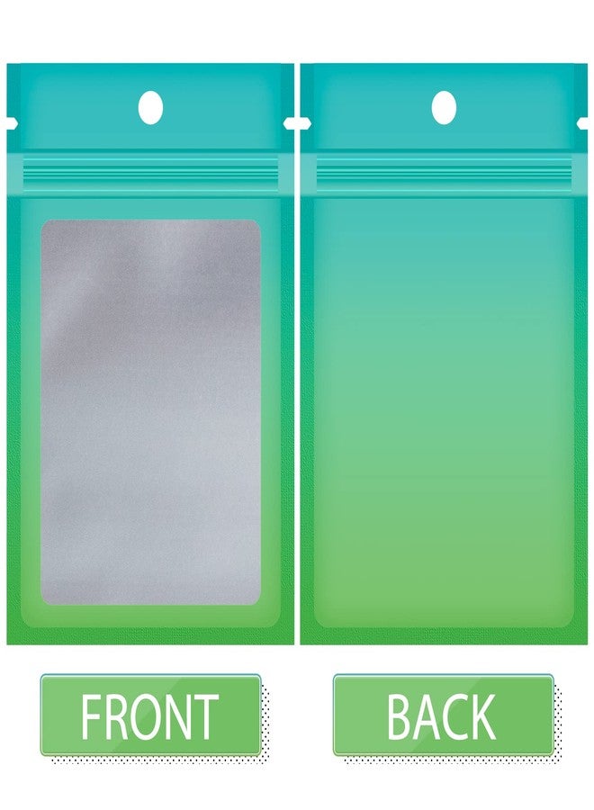 Funfery 100 Pack Smell Proof Resealable Bags for Food Storage,Cute Mylar Clear Bags for Small Business Foil Pouch Zipper Packaging Bag for Sample Jewelry Eyelash Gloss(Blue Green,2.7X3.9in) - Image 2